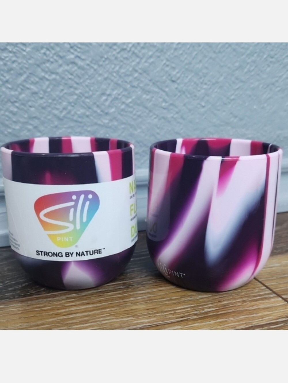 NWT & NWOT 2 RETIRED Silipint 12 oz Wine Glasses Coral Reef Purple Hot Pink